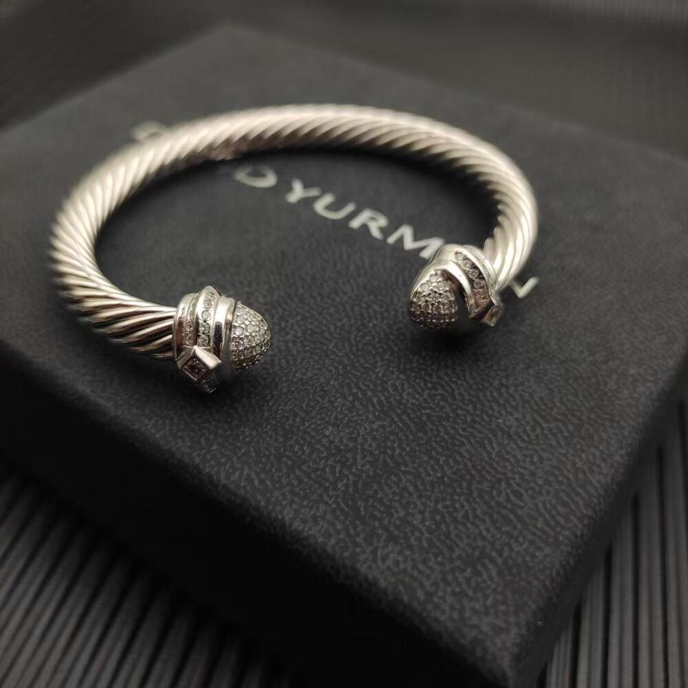 David Yurman Cable Cuff Bracelet with Pave Stones